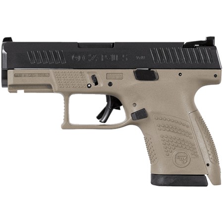 CZ P-10 S Sub-compact 9mm, 3.5" Barrel, Nitride Slide Finish, Flat Dark Earth, 3 Backstraps, Fixed Sights, Integrated Trigger Safety, Reversible Mag Catch, 10rd