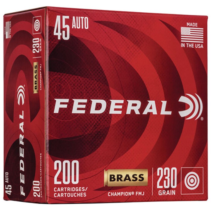 Federal Champion Training 45 Auto (ACP) 230gr FMJ Handgun Ammo - 200 Rounds