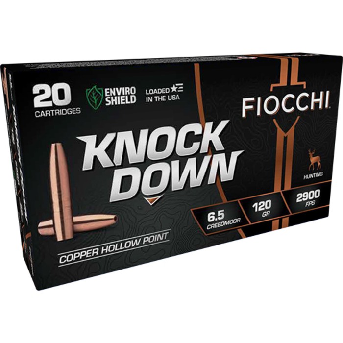 Fiocchi 65Cmcha Knock Down Enviro Shield 6.5 Creedmoor 120 GR Hollow Point 20 Per Box/ 10 CS