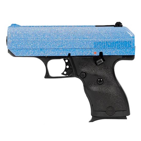 Hi-Point C9 9mm, 3.50" Black Steel Barrel, Hydro-Dipped Blue Sparkle Serrated Slide, Black Frame and Grips, 8rd