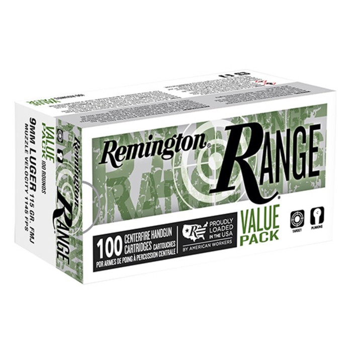 9mm - 115 Grain FMJ - Remington Range - 600 Rounds