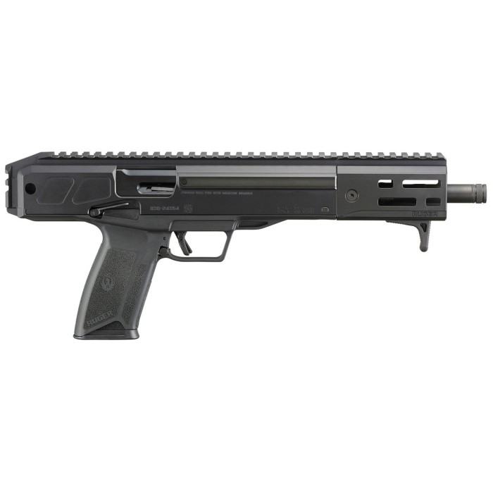 Ruger LC Charger 5.7x28mm,10.30" Threaded Barrel, Black, M-Lok Handguard, Picatinny Brace Adapter, Textured Grip, Ambi Controls, Handstop, 20rd