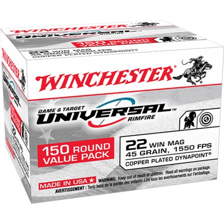 Winchester Universal .22 Magnum, 45gr, Lead Hollow Point, 150rd Box