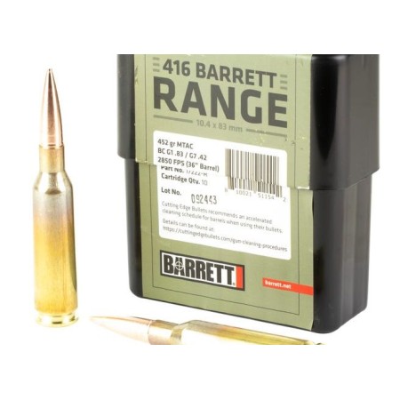 Barrett Range Brass .416 Barrett 452 Grain 10-Rounds BTHP