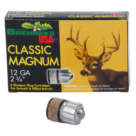 Brenneke Magnum 12 GA, 2-3/4in. 1-1/8oz. Slug - 5 Rounds [MPN: SL122CLM]