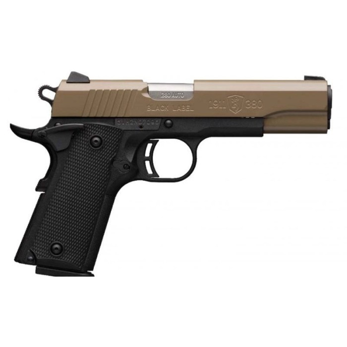 Browning 051960492 1911-380 Compact 380 ACP 4.25" 8+1 Flat Dark Earth Cerakote Black Composite Grip