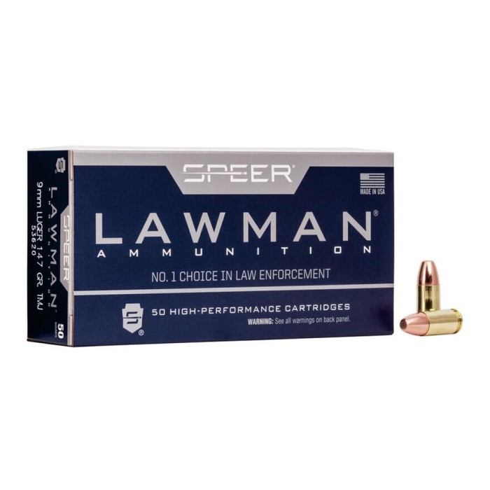 CCI Ammunition Speer Lawman 9mm Luger 147gr TMJ Ammo, 1000rd Case, 53620 CASE