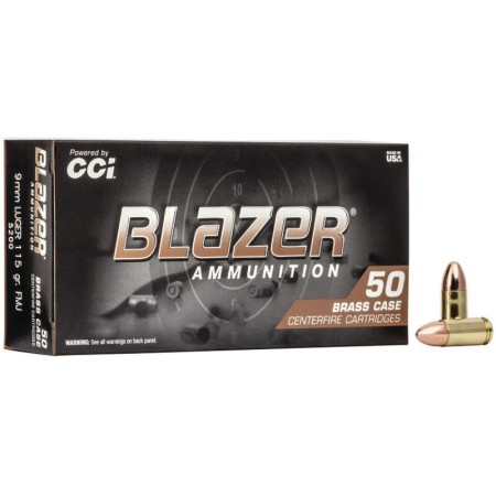 CCI Ammunition Blazer Brass 9mm 115-Grain FMJ 1000-Rounds Case