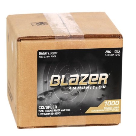 CCI Ammunition Blazer Loose Bulk Ammo Brass 9mm 115-Grain 1000-Rounds FMJ