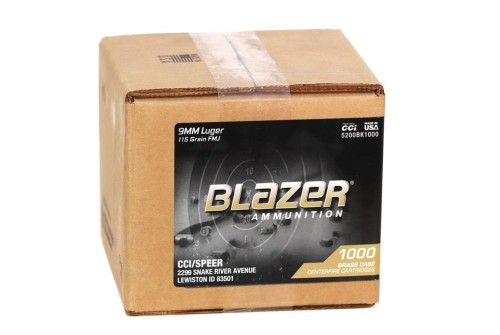 CCI Ammunition Blazer Loose Bulk Ammo Brass 9mm 115-Grain 1000-Rounds FMJ