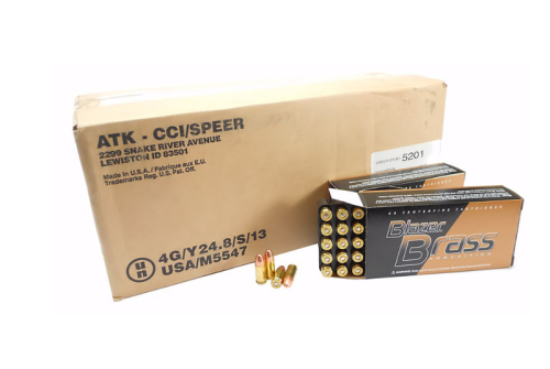 CCI Blazer Brass Handgun Ammunition 9mm Luger 124 gr FMJ 1090 fps 1000/ct