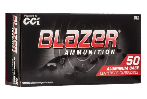 CCI Ammunition Blazer 9mm Luger 100 Grain Flat Nose Brass Cased Centerfire Pistol Ammunition, 50 Rounds, 5400