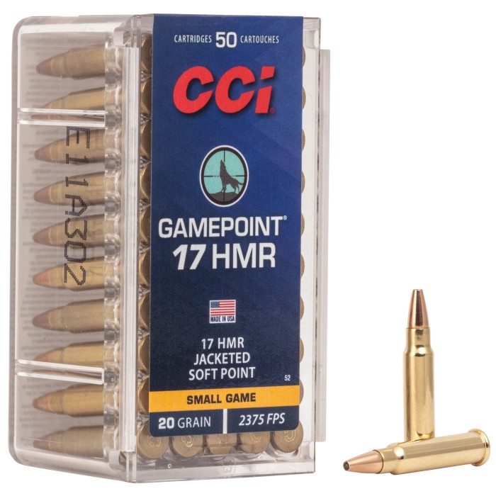 CCI Gamepoint 17HMR 20 Grain Jacketed Soft Point 50 Rd Bx - Dirty Bird Industries