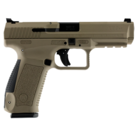 Century Hg4070tn Tp9sf Canik Single 9Mm Luger 4.46" 18+1 Black Interchangeable Backstrap Grip Desert Tan Cerakote