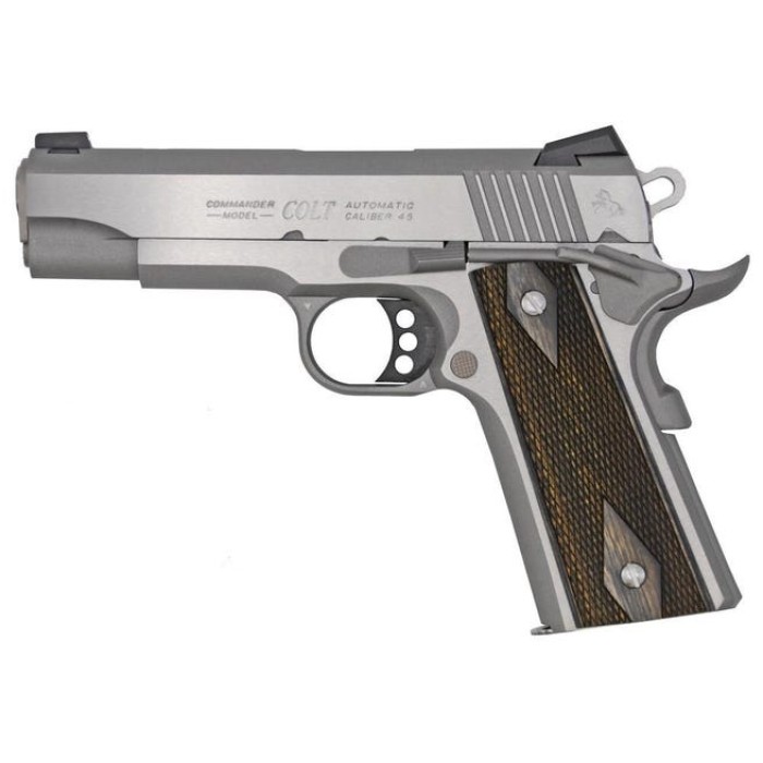 Colt 1911 Combat Commander Model 45ACP 4.25-inches 8Rds White-Dot-Novak-Sights