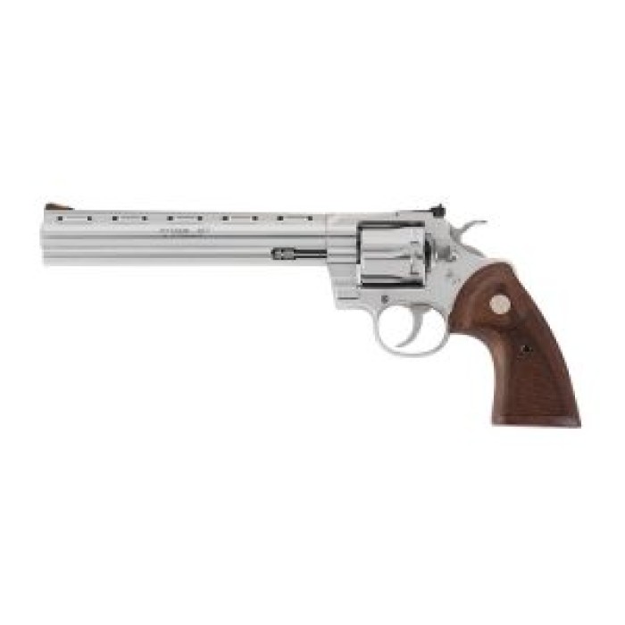 Colt Python .357 MAG, 8" barrel, Stainless Steel, Adjustible Sight, Walnut, 6 rounds [MPN: PYTHONSP8WTS]