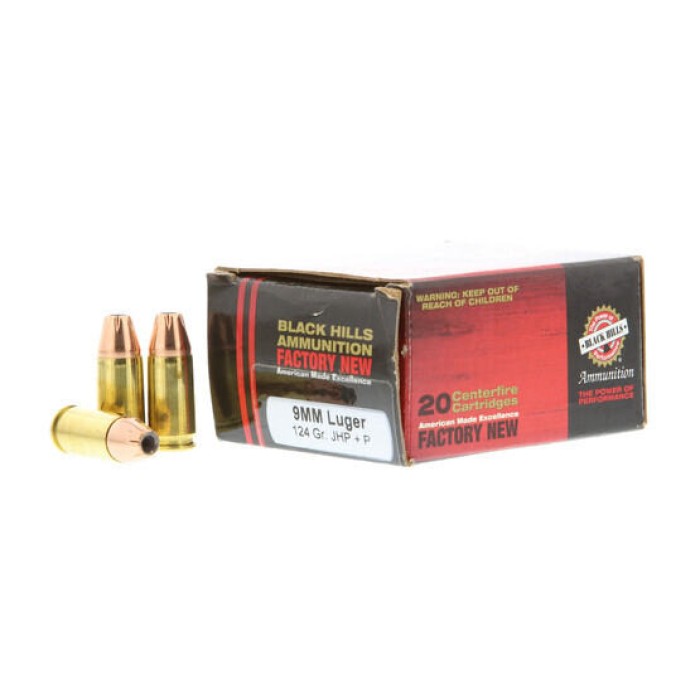 9mm - +P 124 Grain JHP - Black Hills - 20 Rounds