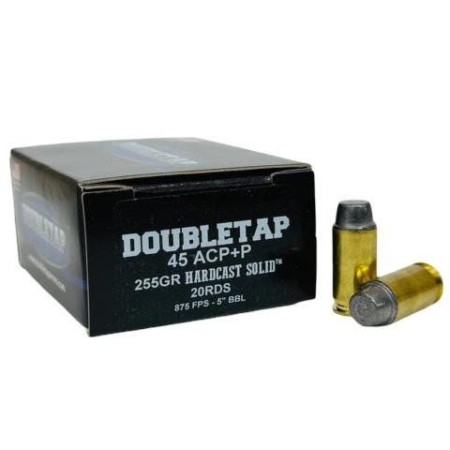 Double Tap Hardcast Solid Handgun Ammunition .45 Auto(+P) 255gr SWC 875 fps 20/ct