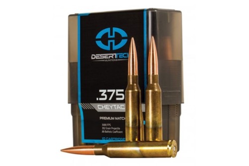 Desert Tech Premium Match .375 Cheyenne Tactical, 352 grain, Open Tip Match Boat-Tail Brass Cased Centerfire Rifle Ammo, 10 Rounds, DTM-375352-BX