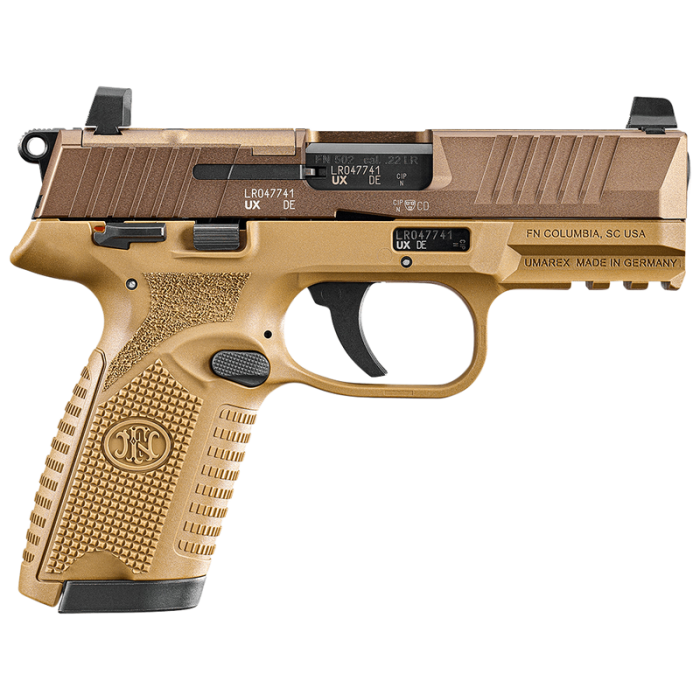 FN 502 Compact MRD 22 LR, 4" Barrel, Flat Dark Earth, Optics Ready, 10rd