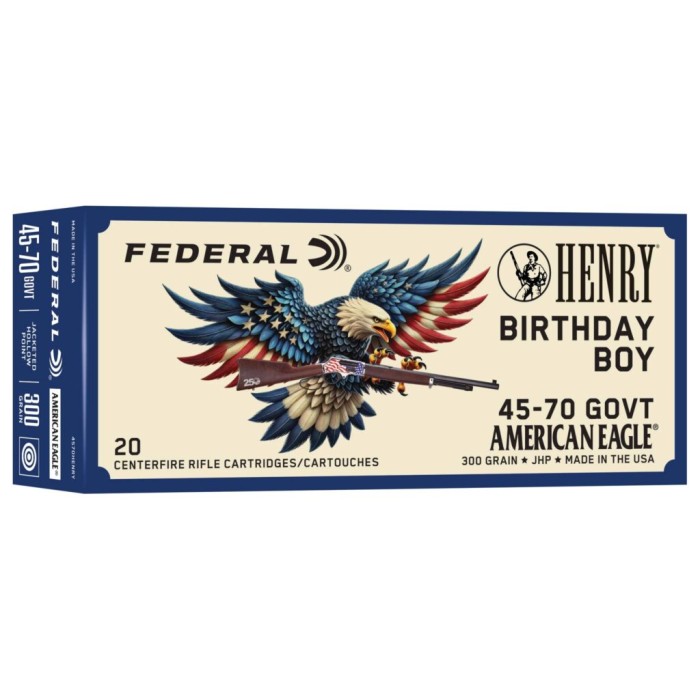 FEDERAL Henry Birthday Boy 45-70 Govt 20rd 300Gr JSP Centerfire Rifle Ammo (4570HENRY)