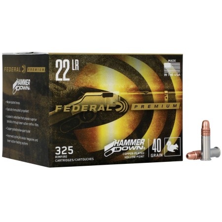 Federal Hammer Down 22 LR, 40gr, Copper Plated Hollow Point, 325rd Box