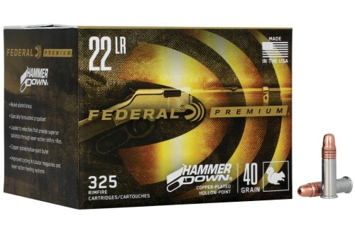 Federal Hammer Down 22 LR, 40gr, Copper Plated Hollow Point, 325rd Box