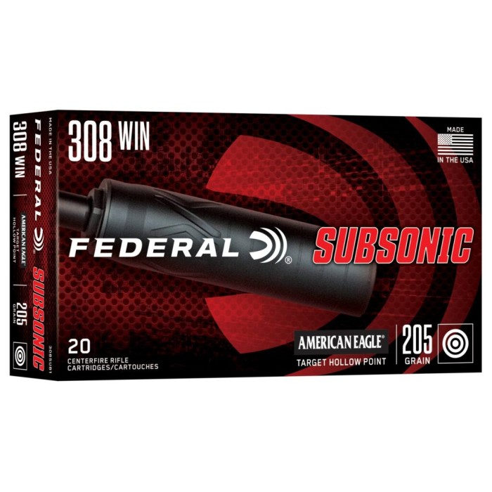 FED SUBSONIC 308WIN 205GR THP 20/200 FED SUBSONIC 308WIN 205GR THP 20/200