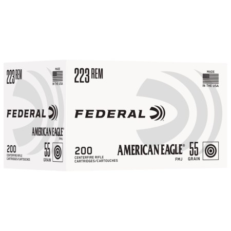 Federal AE223C American Eagle  223Rem 55gr Full Metal Jacket 200 Per Box/5 Case