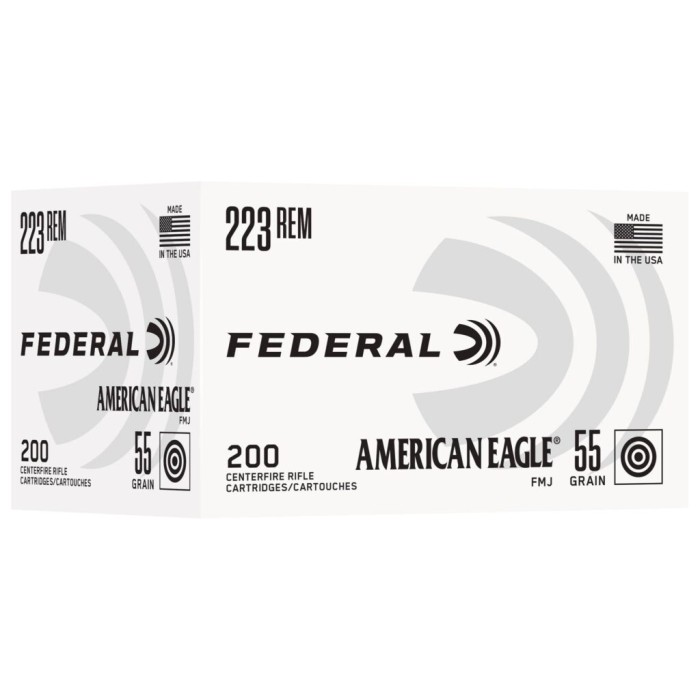 Federal AE223C American Eagle  223Rem 55gr Full Metal Jacket 200 Per Box/5 Case