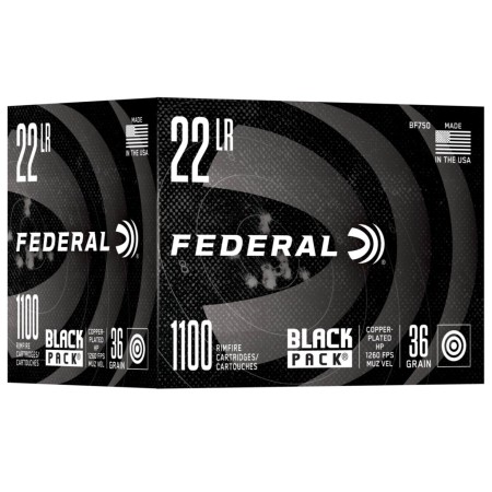 Federal Black Pack 22 Long Rifle 36gr Lead Hollow Point Rimfire Ammo - 1,100 round box