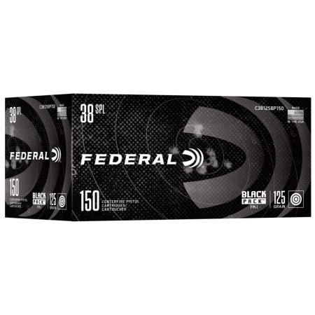 Federal Black Pack 38 Special 125 Grain Full Metal Jacket Handgun Ammo - 150 round box