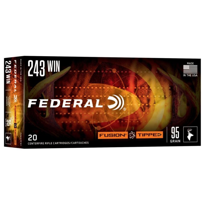 Federal F243TFS1   243Win 95gr Fusion Soft Point 20 Per Box/10 Case