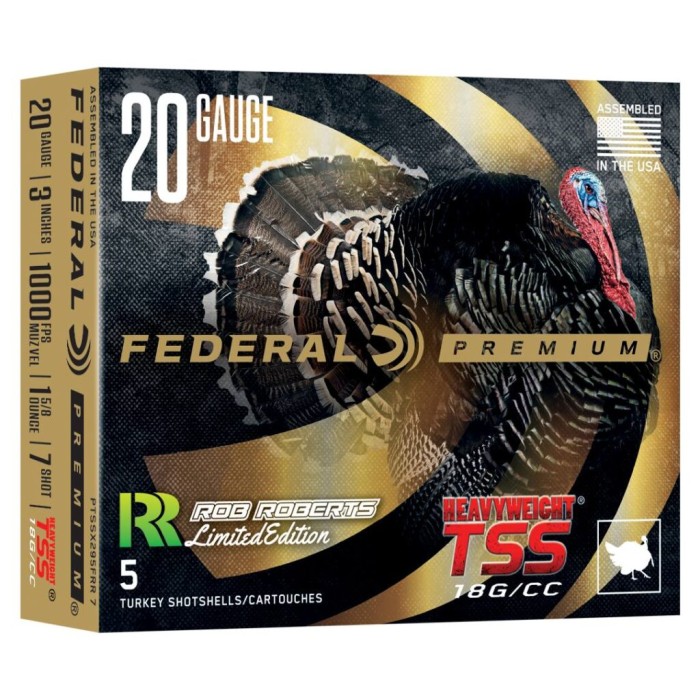 FEDERAL Premium Heavyweight TSS Rob Roberts 20Ga 3in 1 5/8oz #7 5rd Turkey Shotshells (PTSSX295FRR-7) FEDERAL Premium Heavyweight TSS Rob Roberts 20Ga 3in 1 5/8oz #7 5rd Turkey Shotshells (PTSSX295FRR-7)