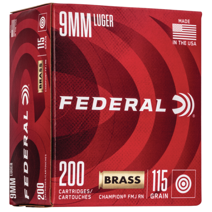 9mm - 115 Grain FMJ - Federal Champion Training - 200 Rounds