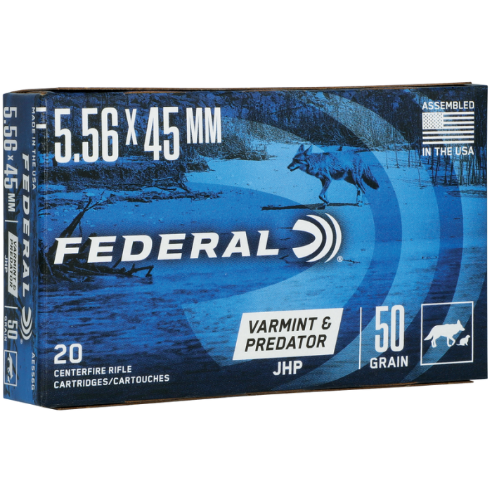 5.56x45 - 50 Grain JHP - Federal Varmint & Predator - 20 Rounds