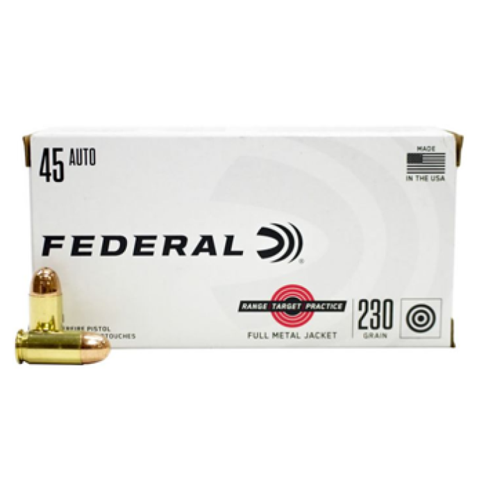 Federal RTP45230 Range and Target 45 ACP 230 gr Full Metal Jacket (FMJ) 50 Bx - Dirty Bird Industries