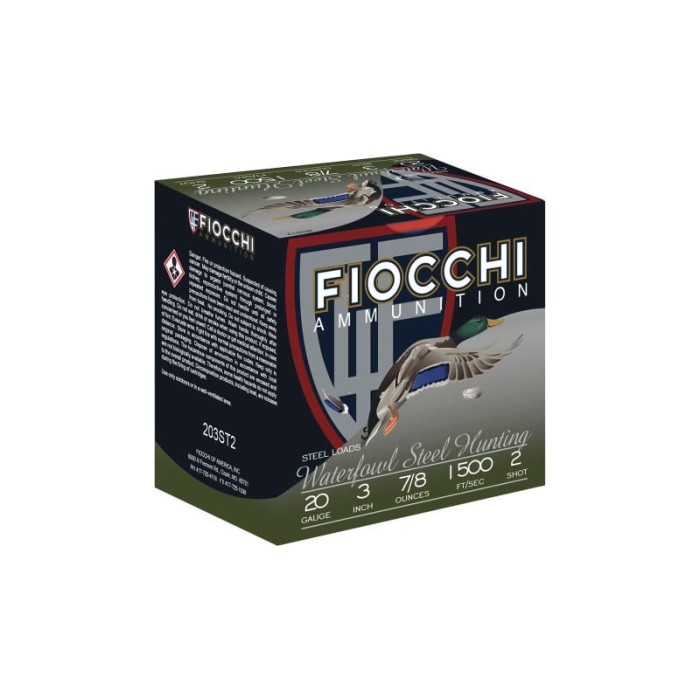 Fiocchi Flyway Steel 20ga. 3" - 1500fps. 7/8oz. #2 25-pack