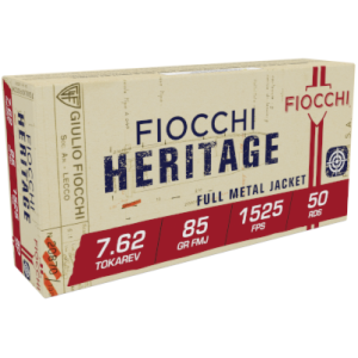 Fiocchi 762Tok Heritage  7.62X25mm Tokarev 88 GR Full Metal Jacket 50 Per Box/ 20 Case 762344042626