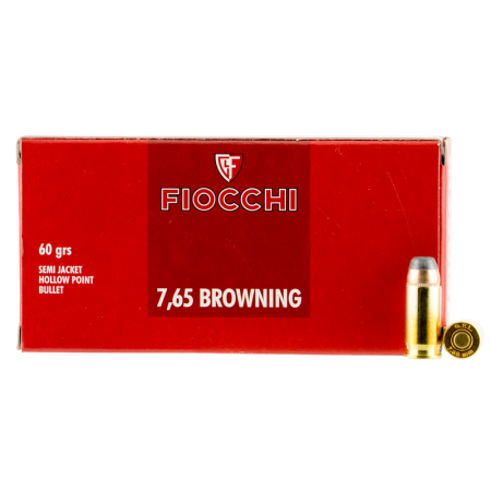 Fiocchi 32 ACP 60gr, 1100 fps Semi-Jacketed Hollow Point (SJHP) 50 Bx/20 Cs