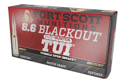 Fort Scott Munitions 8.6 Blackout Subsonic 285 Grain CNC Machined Solid Copper Brass Cased Centerfire Rifle Ammo, 20 Rounds, 86BLKOUT-SCV2SS