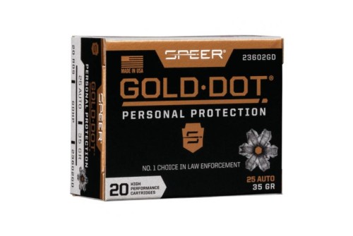 Speer Gold Dot Personal Protection .25 ACP 35 gr GDHP 20 Rounds Ammunition - 23602GD