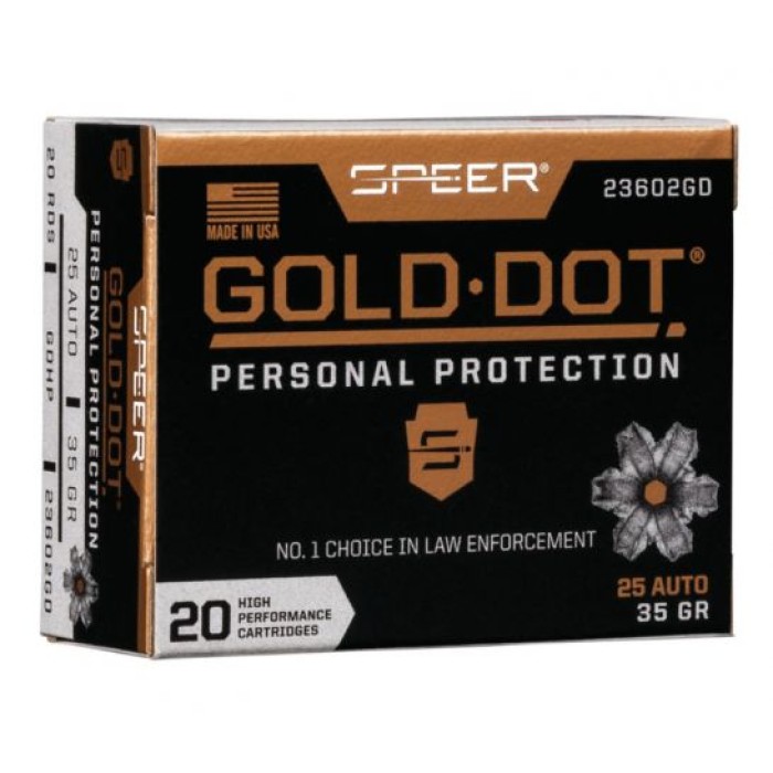 Speer Gold Dot Personal Protection .25 ACP 35 gr GDHP 20 Rounds Ammunition - 23602GD