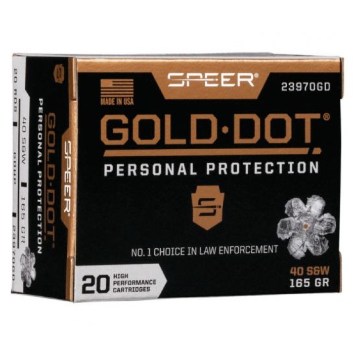 Speer Gold Dot Personal Protection .40 S&W 165 gr GDHP 20 Rounds Ammunition - 23970GD