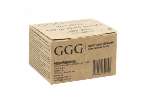 GGG AMMO .308 WINCHESTER 147 GR (BOX OF 20)