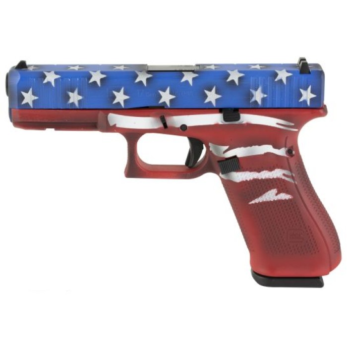 Glock 17 9mm Pistol, 4.49" Barrel, Fixed Sights, Red, Wht, Blu BW Flag - PA175S204