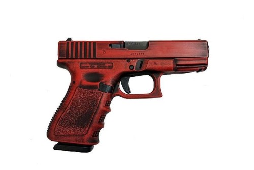 Glock 19 Gen 3 Custom "Red Distressed" Compact Handgun 9Mm Luger 15Rd Magazines (2) 4.02" Barrel Black Usa UI1950203RD