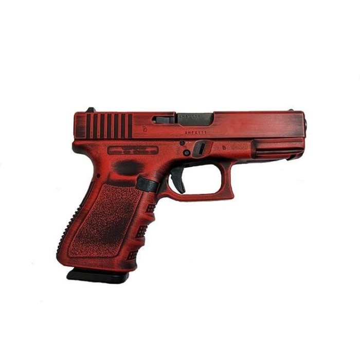 Glock 19 Gen 3 Custom "Red Distressed" Compact Handgun 9Mm Luger 15Rd Magazines (2) 4.02" Barrel Black Usa UI1950203RD