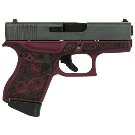 Glock 43 Black Cherry 9mm 3.41" Barrel 6-Rounds "Glock & Paisley" Engraved