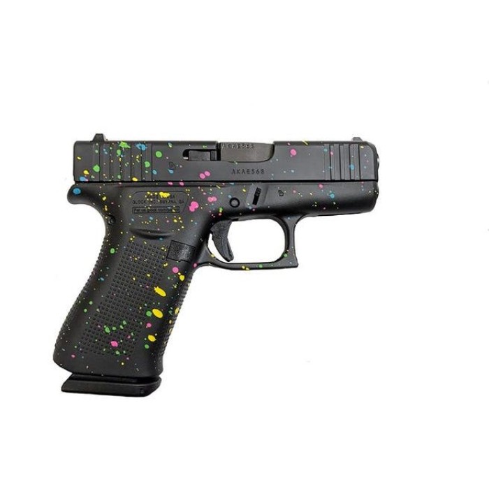 Glock 43X "Multi-Color Paint Splatter Black Base" Handgun 9Mm Luger 10Rd Magazines(2) 3.41" Barrel Usa Made UX435020180SP